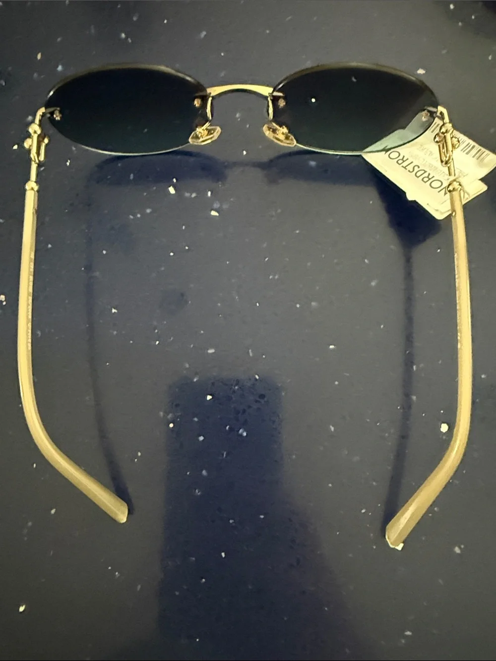 Tiffany & Co. Rimless Sunglasses with Teal Lenses and Gold Temples